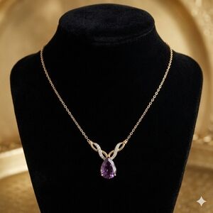 5.70 CTW AAA Amethyst & Diamond Necklace​Title: 5.70 CTW, Diamomd Accents